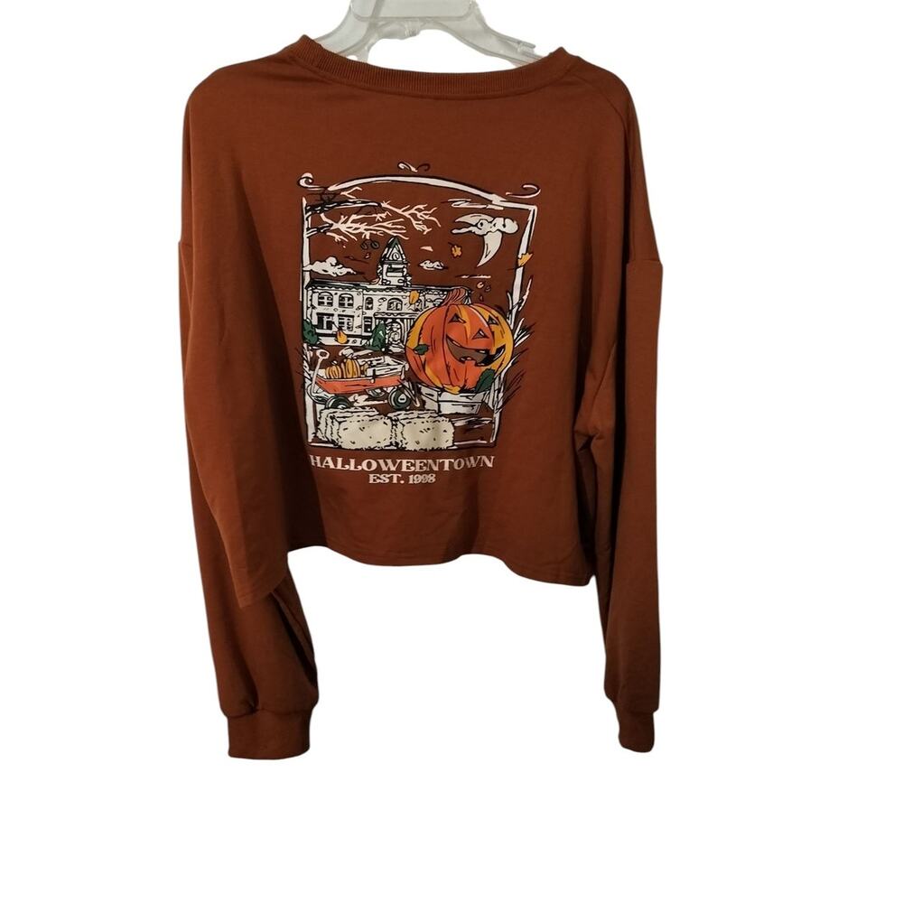 4235) Halloween Town University Long Sleeve Crewneck Cropped Sweatshirt 2XL - Picture 2 of 5